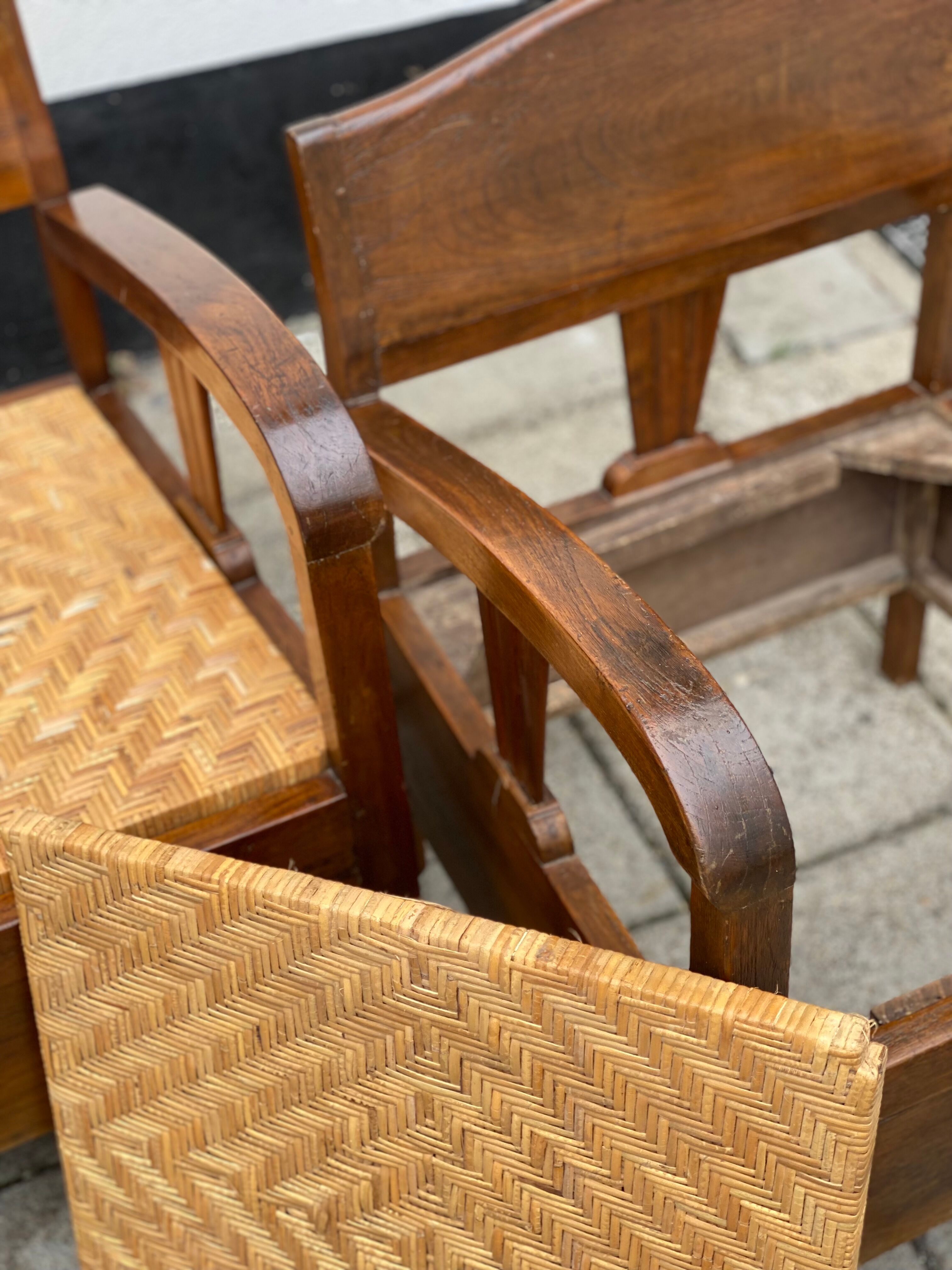 Oak Bamboo Seat Colonial Chairs
