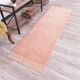 %100 Rose Pink Wool Vintage Runner Rug 67x215Cm