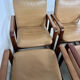 Lot 6 chairs armrests vintage 70s Scandinavian design leather and wood