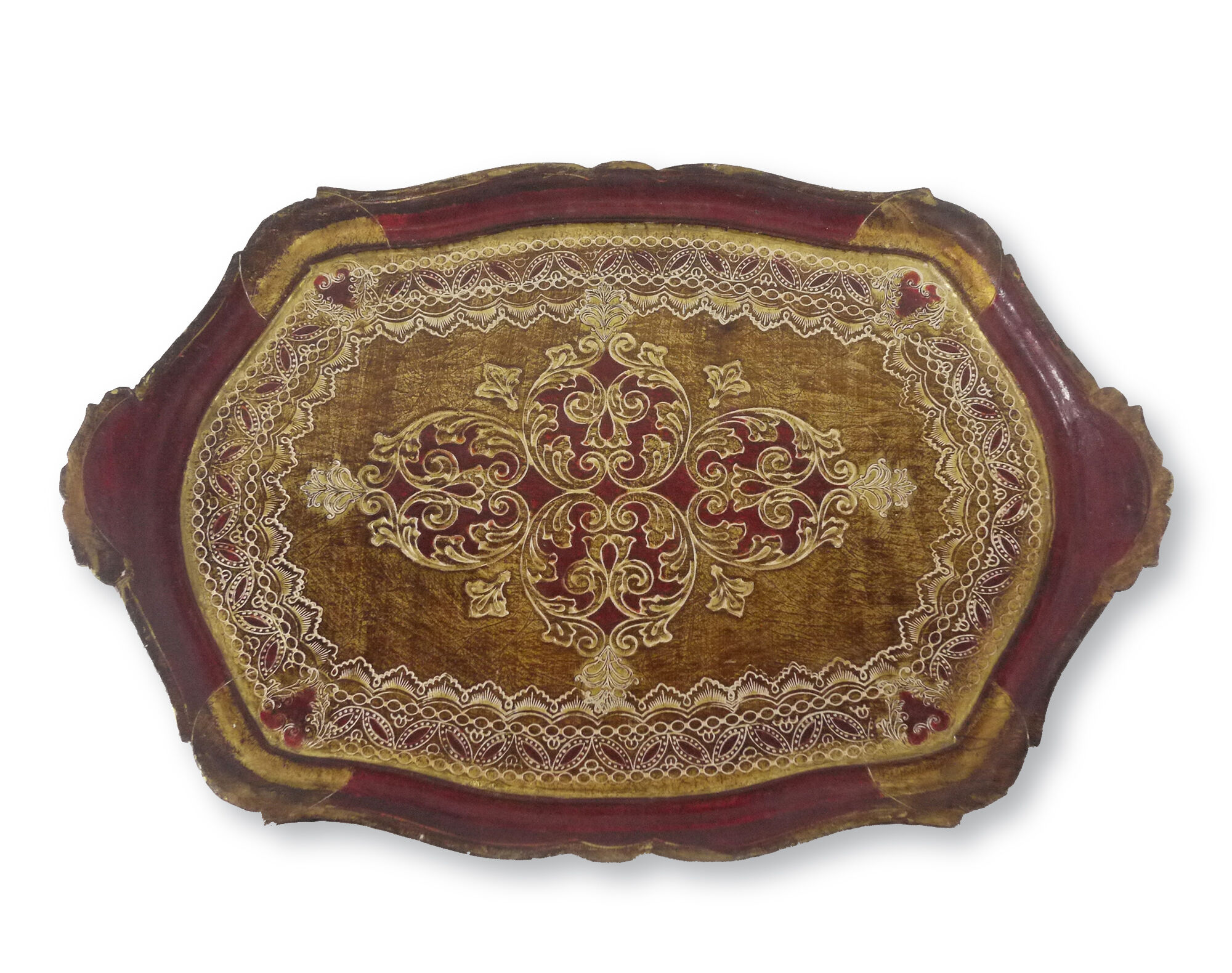 Former large florentine tray ornate wooden