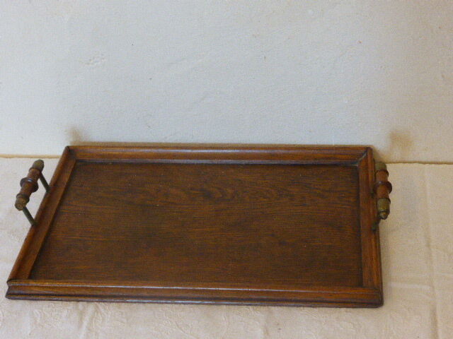 Charming Bistro tray, wooden and brass handle, circa 1940, ART DECO