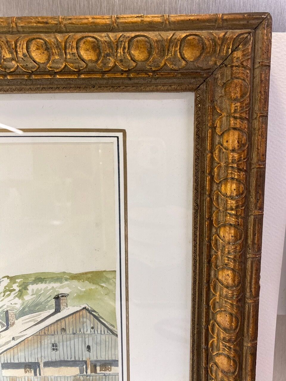 Old painting, mountain landscape in the Jura, nineteenth century