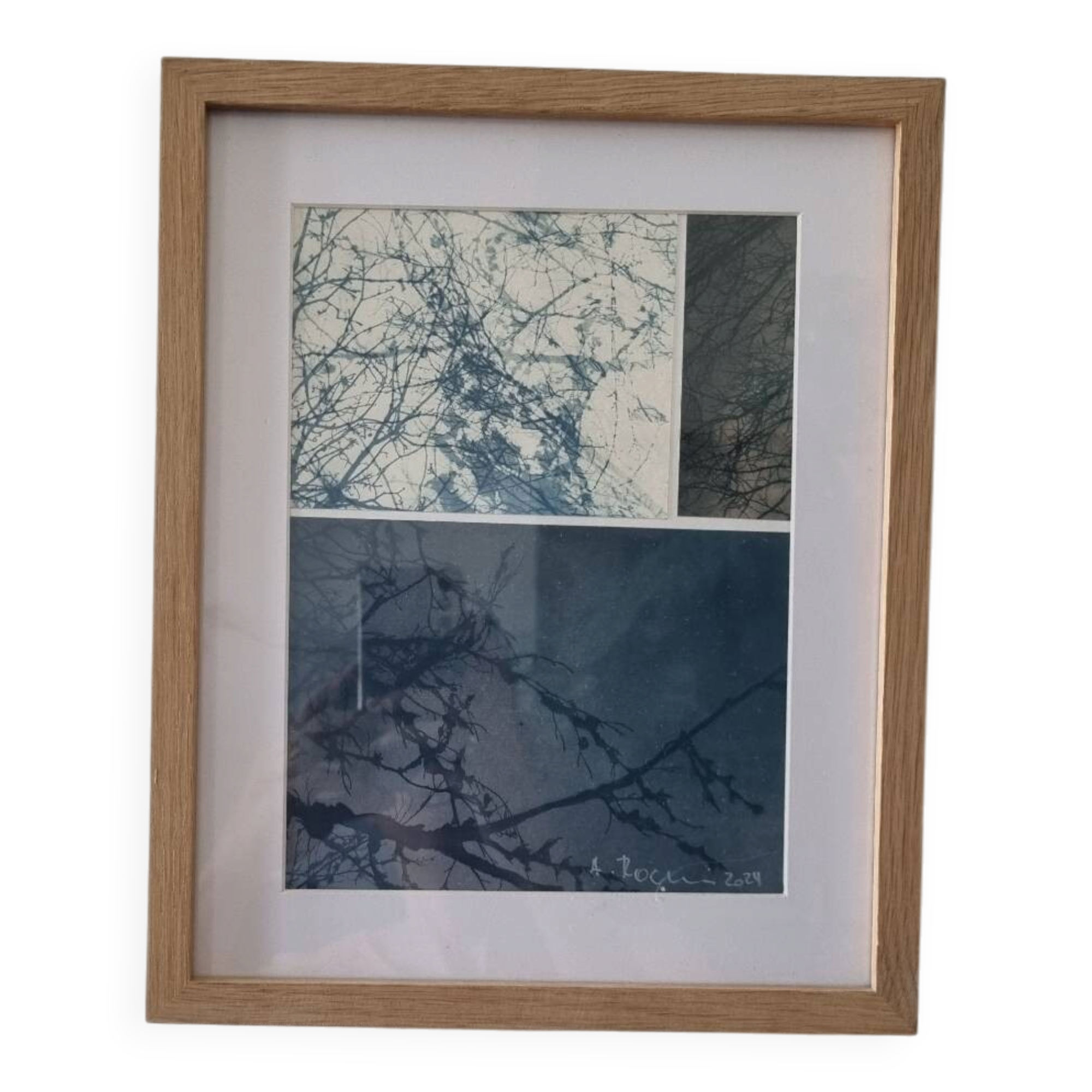 Tableau murale collage cyanotype photographique