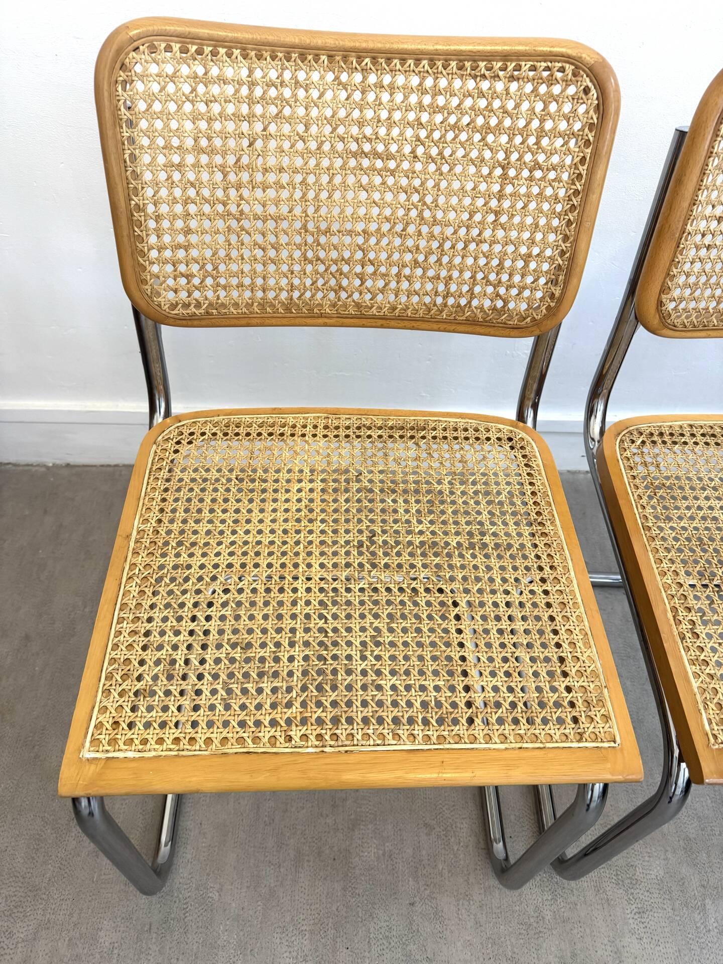 Pair of Marcel Breuer Cesca B32 chairs Made in Italy