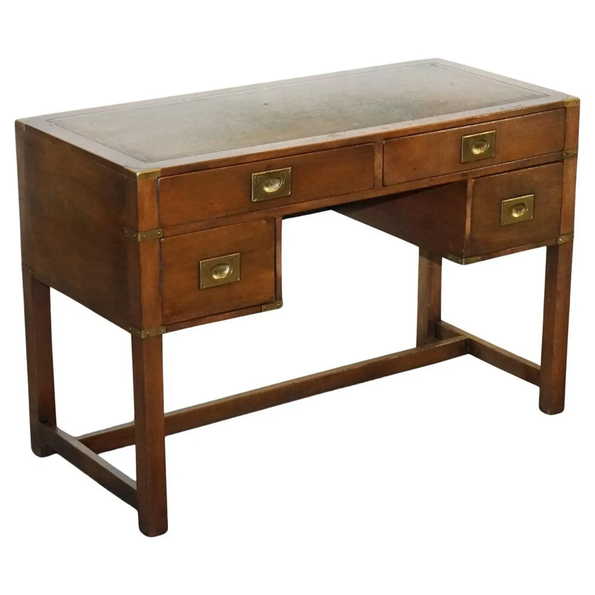 Vintage Military Campaign Desk with Leather Top from Harrods London