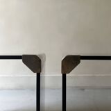 Design bedside table in metal & smoked glass, Roche Bobois 1970.