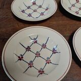Set of six Badonviller soup plates with Normandy decor