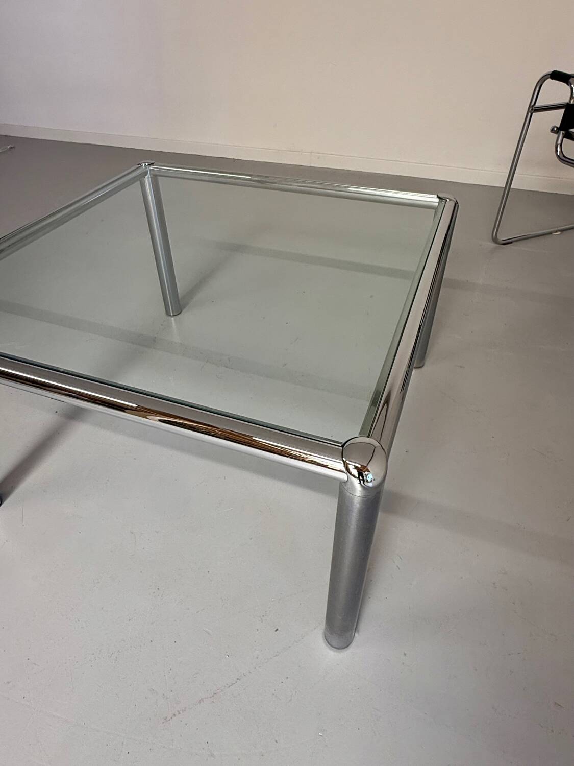Antique glass and metal coffee table, Italian design from the 70s, vintage