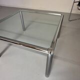 Antique glass and metal coffee table, Italian design from the 70s, vintage