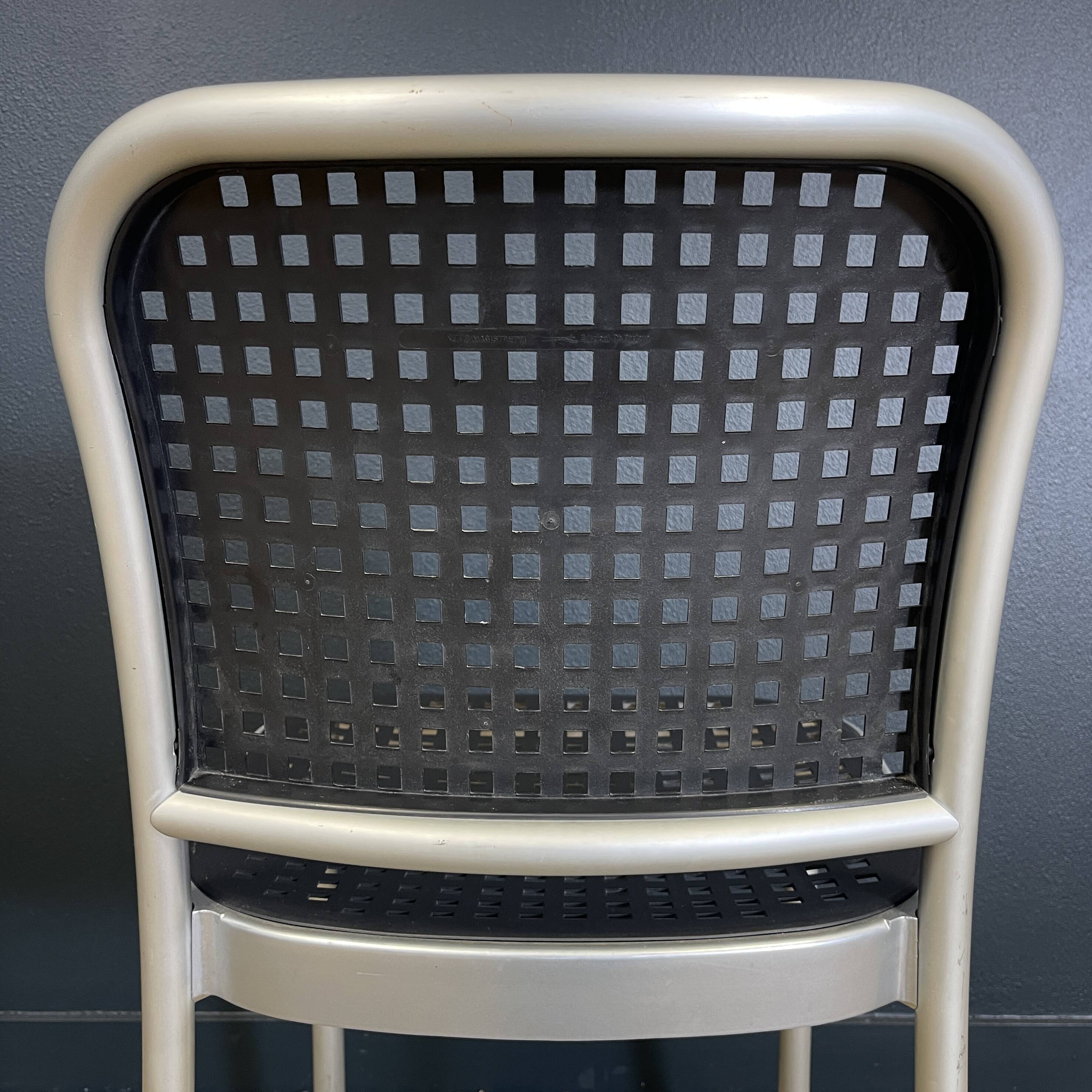 Set of 4 Silver chairs by Magistretti for Padova 1980 Italy