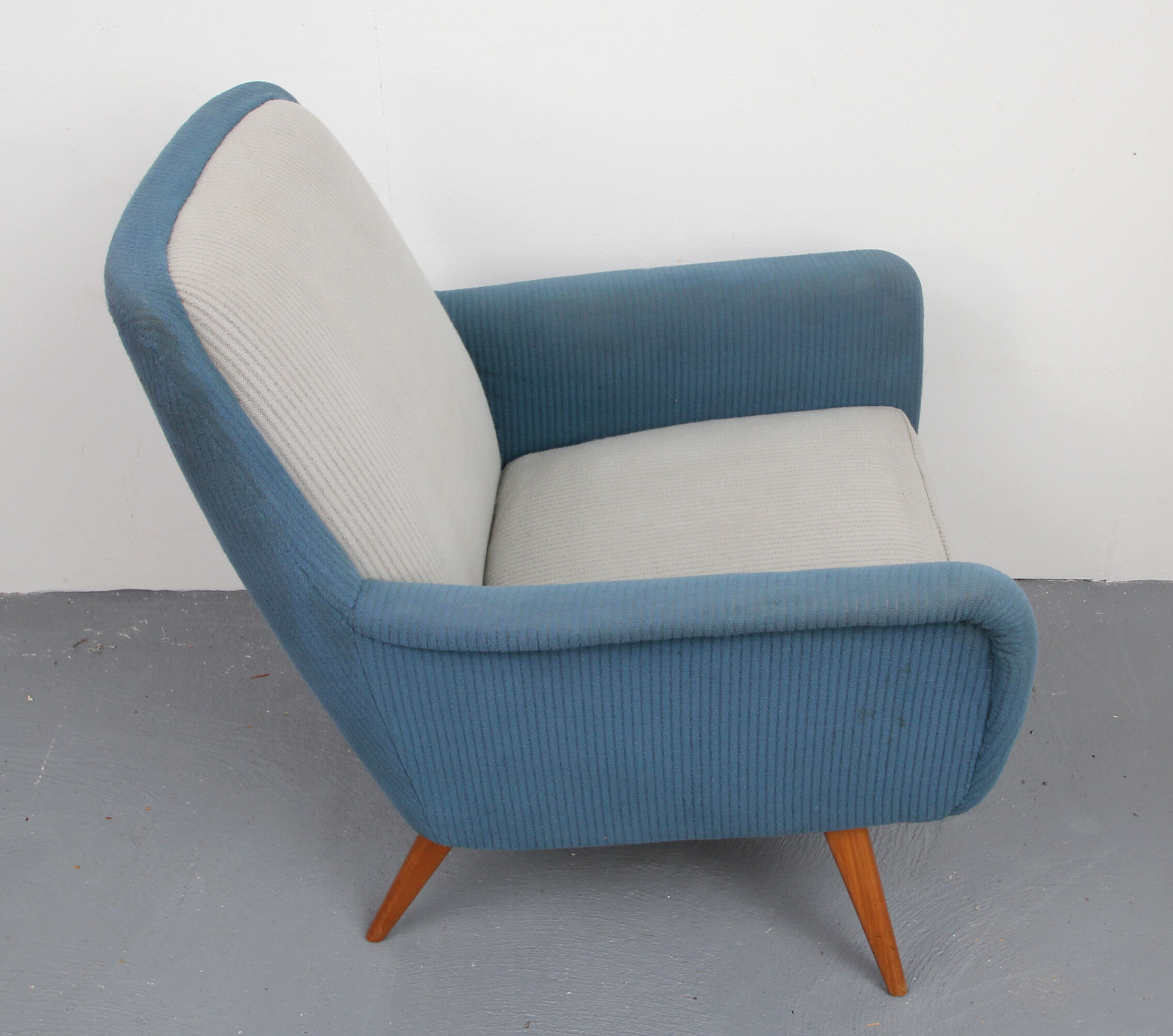 1950s armchair in grey and blue