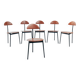 6 Linea Veam leather tripod chairs, Italy 1980s