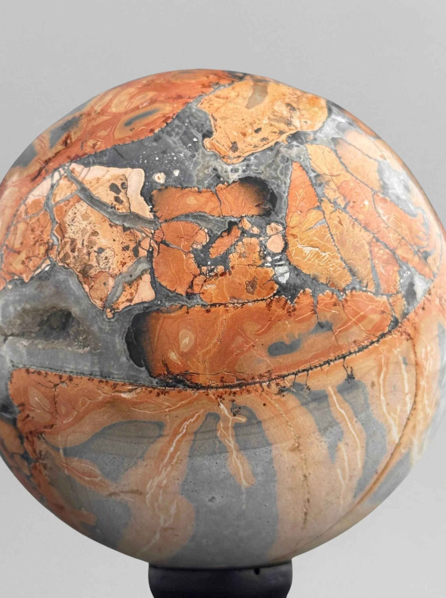 Stunning red Maligano jasper spheres on bases — Decorative mineral duo