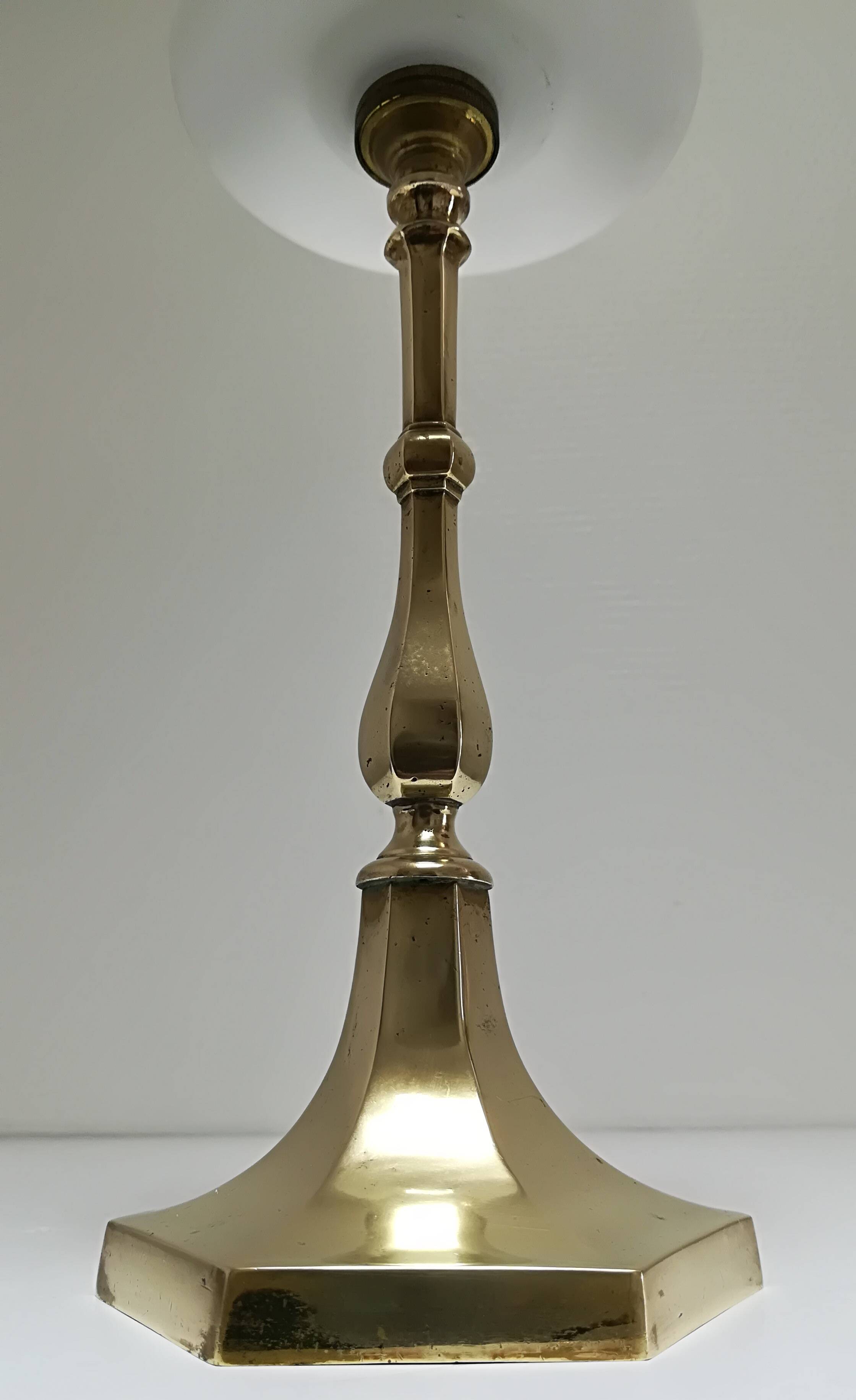 Solid brass opaline glass lamp from the 60s