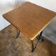Superb square table made of solid oak from the 1960s, with a cast iron bistro base.