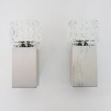 Pair of Space Age Cubist wall lights. Brushed aluminum, 1970s