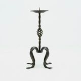 Sculptural brutalist metal candle holder 1960s