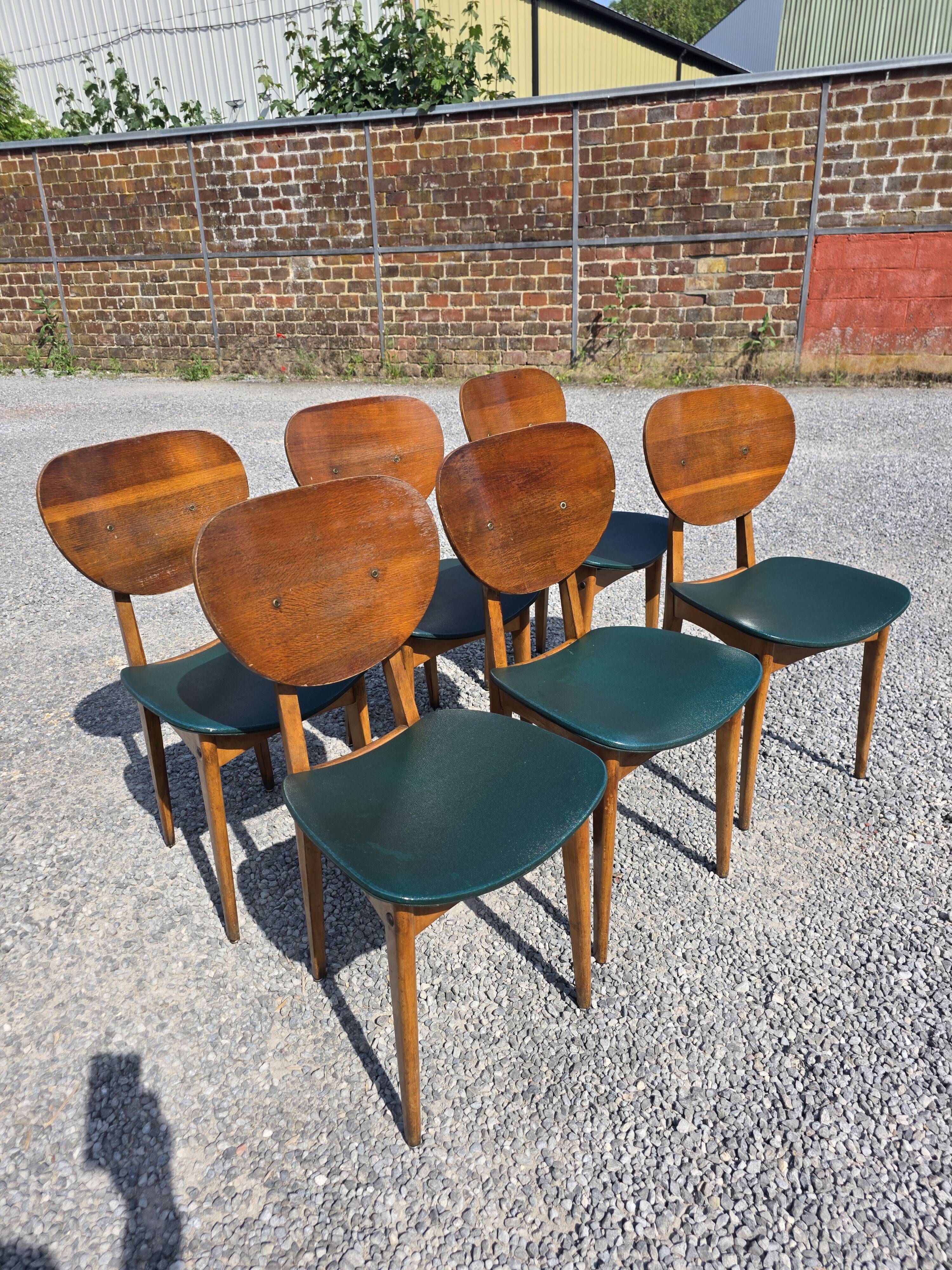 6 chaises scandinaves en chêne des années 60