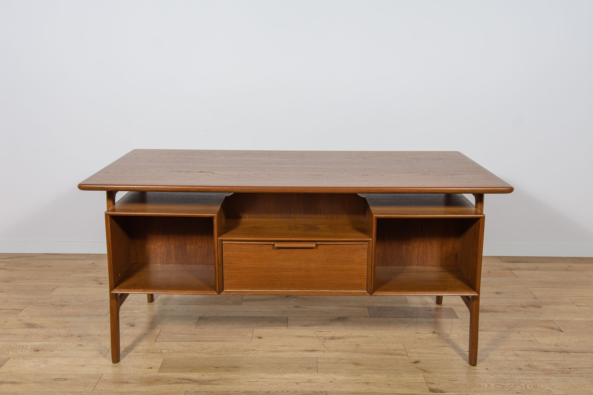 Mid-Century Teak Model 75 Freestanding Desk from Omann Jun, Denmark, 1950s