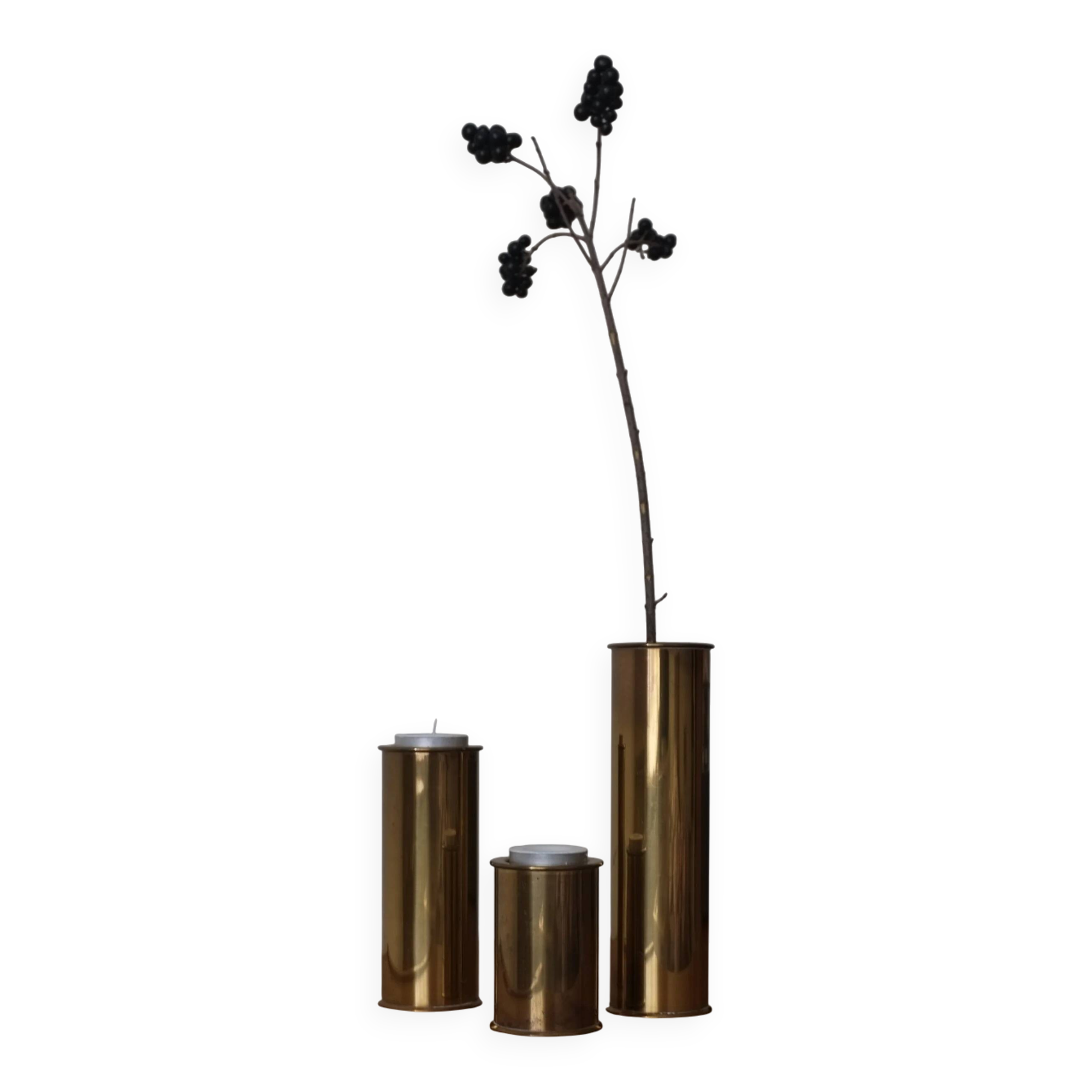 3 brutalist brass candle holders from Staffan Englesson AB | Sweden | 1970s