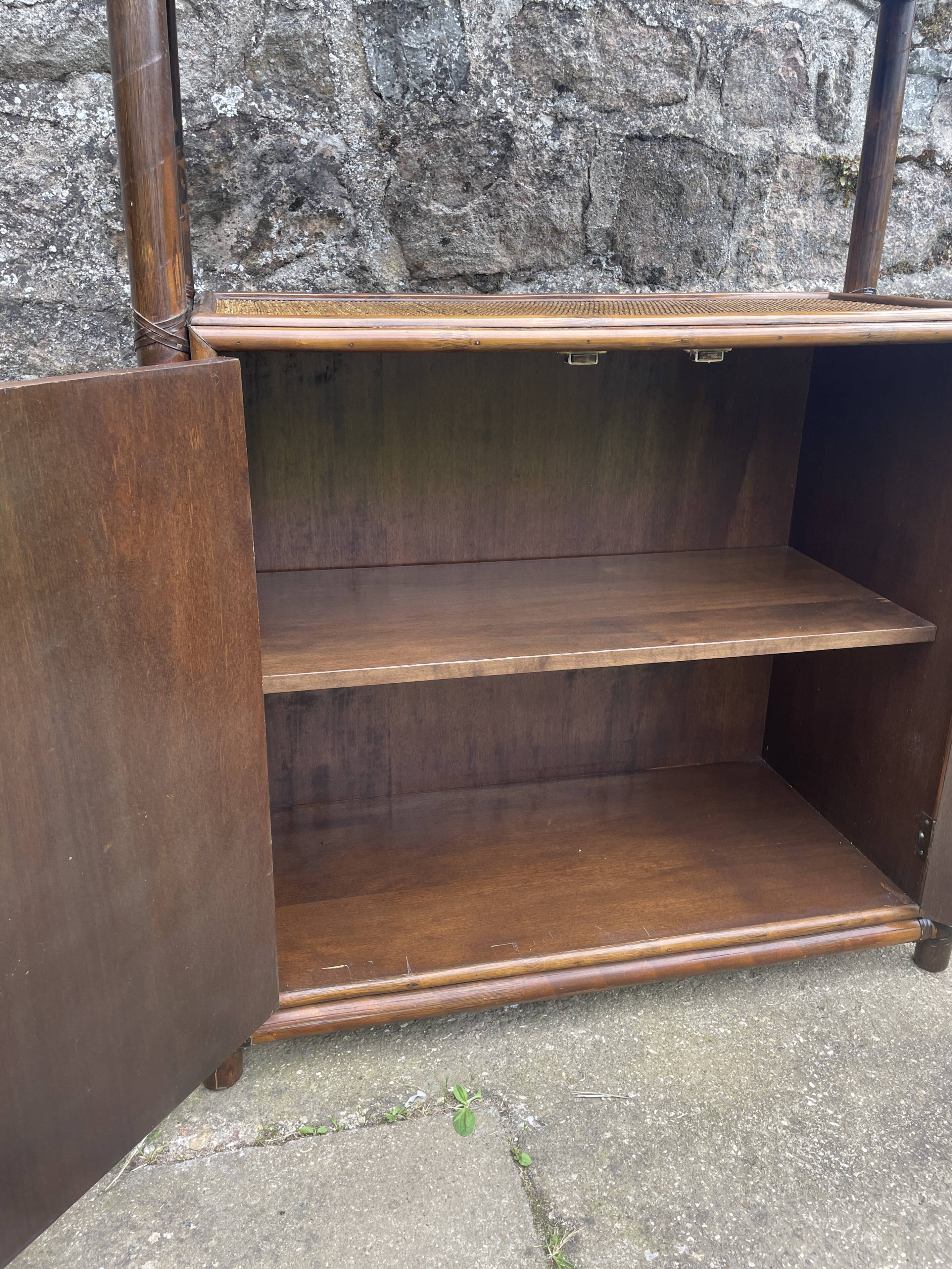 Bamboo and woven fibre shelving unit 1970