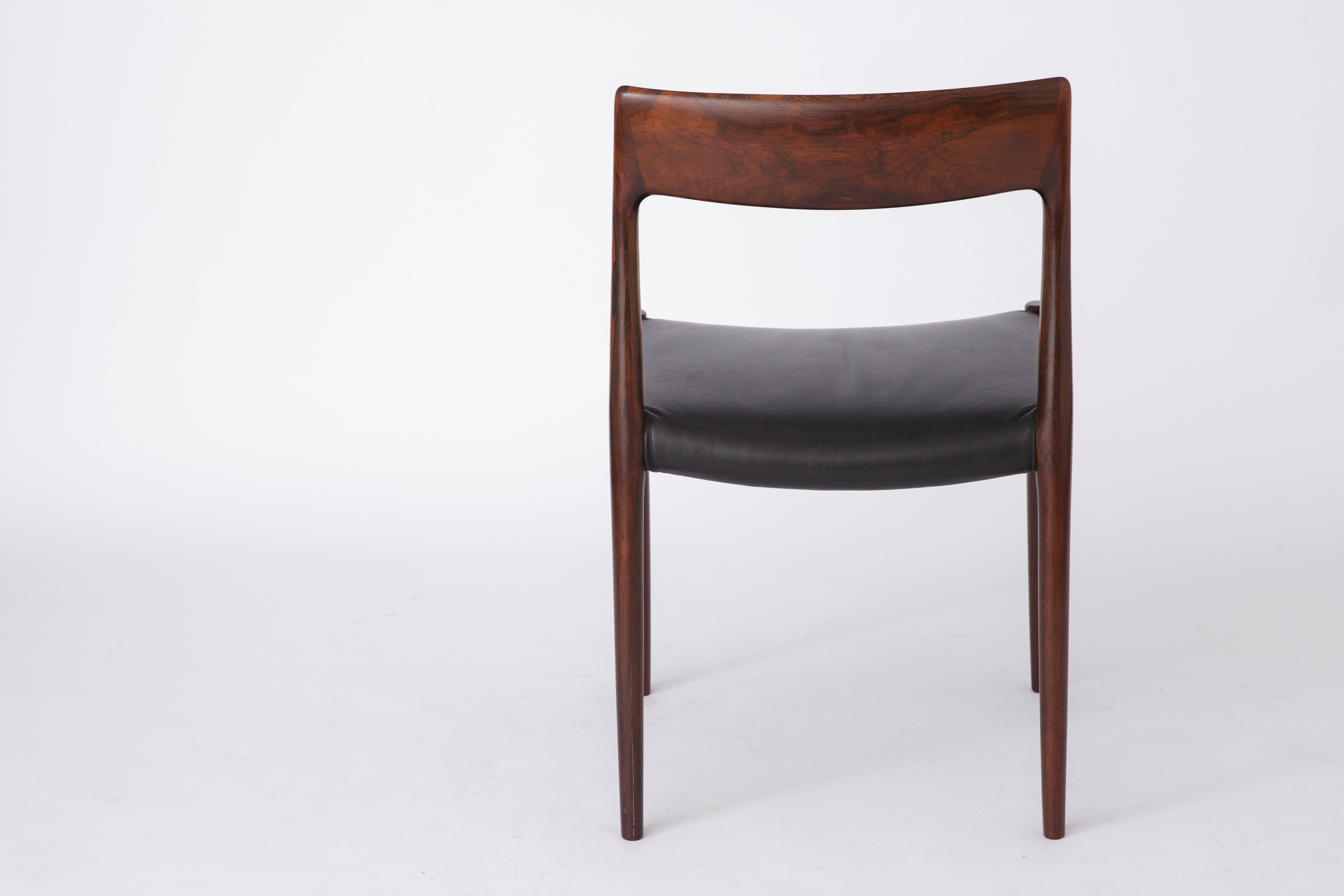 Mid century Rosewood dining chair with leather seat by Niels O. Møller for J.L. Moller