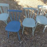 Set of 4 mismatched blue chairs