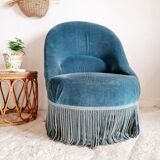 Blue velvet toad armchair