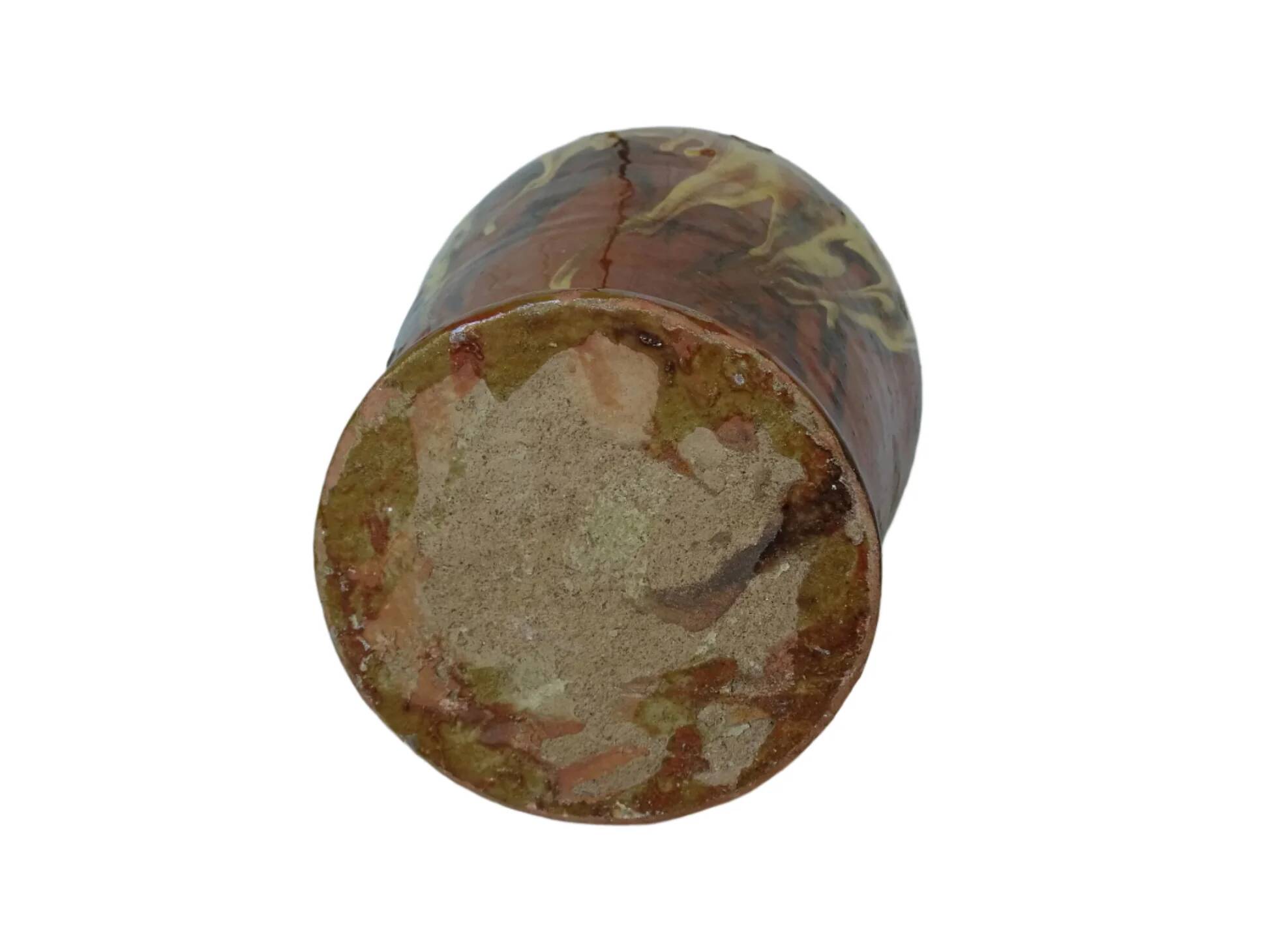 Gargoulette antique en poterie à glaçure jaspé, catalane