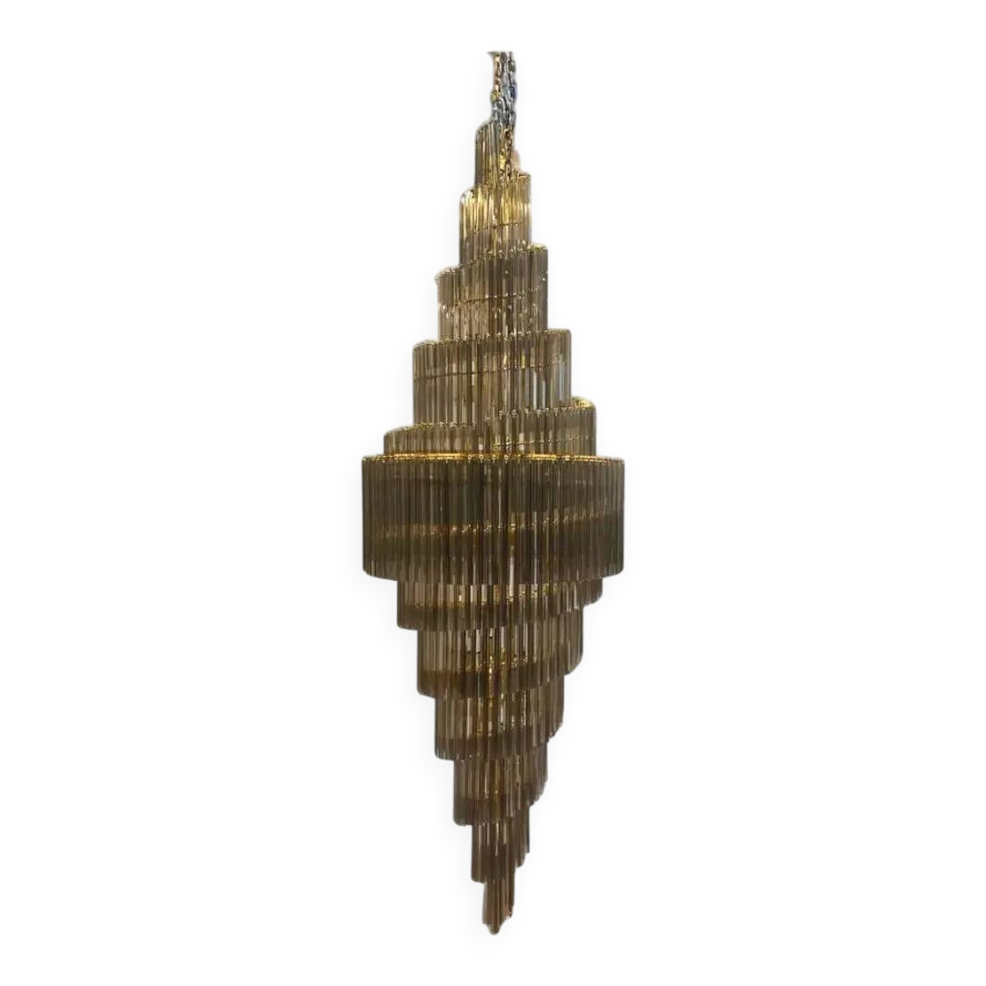 Oversized Contemporary Murano Glass Chandelier, “Quadriedro” Design in Fumé