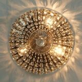 Crystal glass ceiling light plafoniere brass metal 60s hollywood regency style
