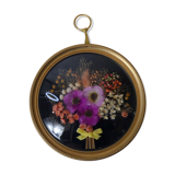 Curved glass frame vintage dried flowers