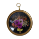 Cadre verre bombé fleurs séchées vintage