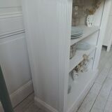 Re-enchanted bookcase in pearl gray, light oak waxed top.