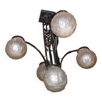 art deco globe chandelier