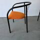 Set of 4 Italian design chairs in vintage black metal and chrome.