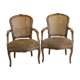 Pair of convertibles caned Louis XV style armchairs