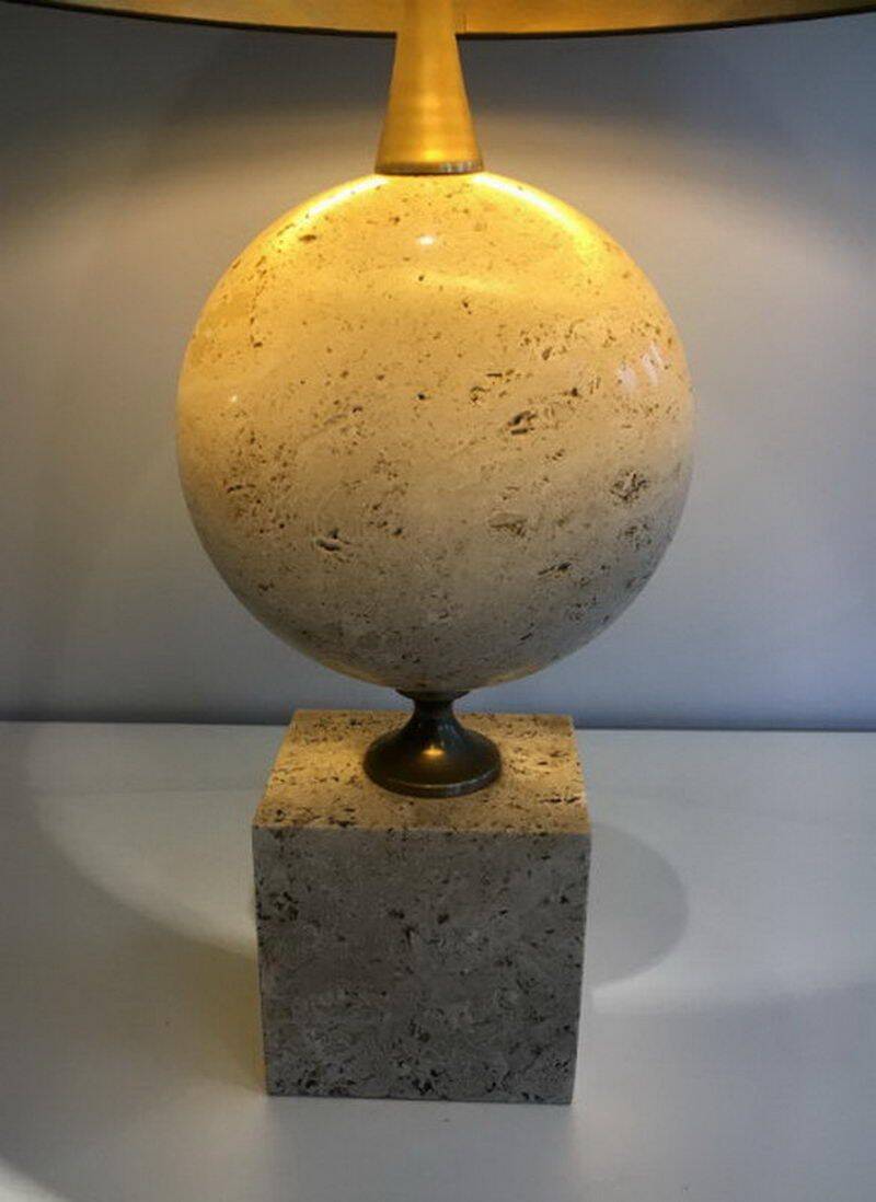 Large lamp in travertine. Philippe Barbier