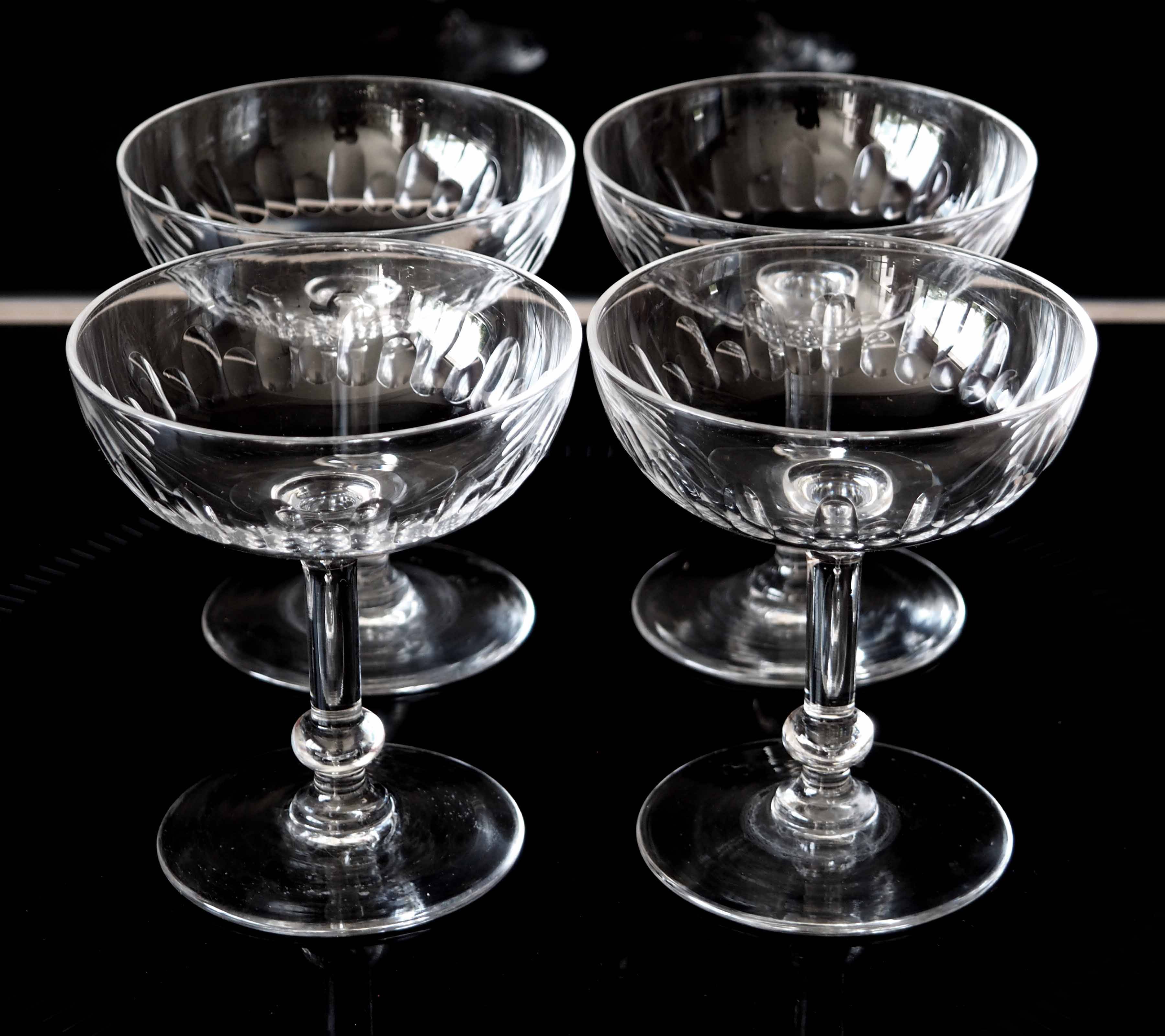 4 cut crystal champagne glasses