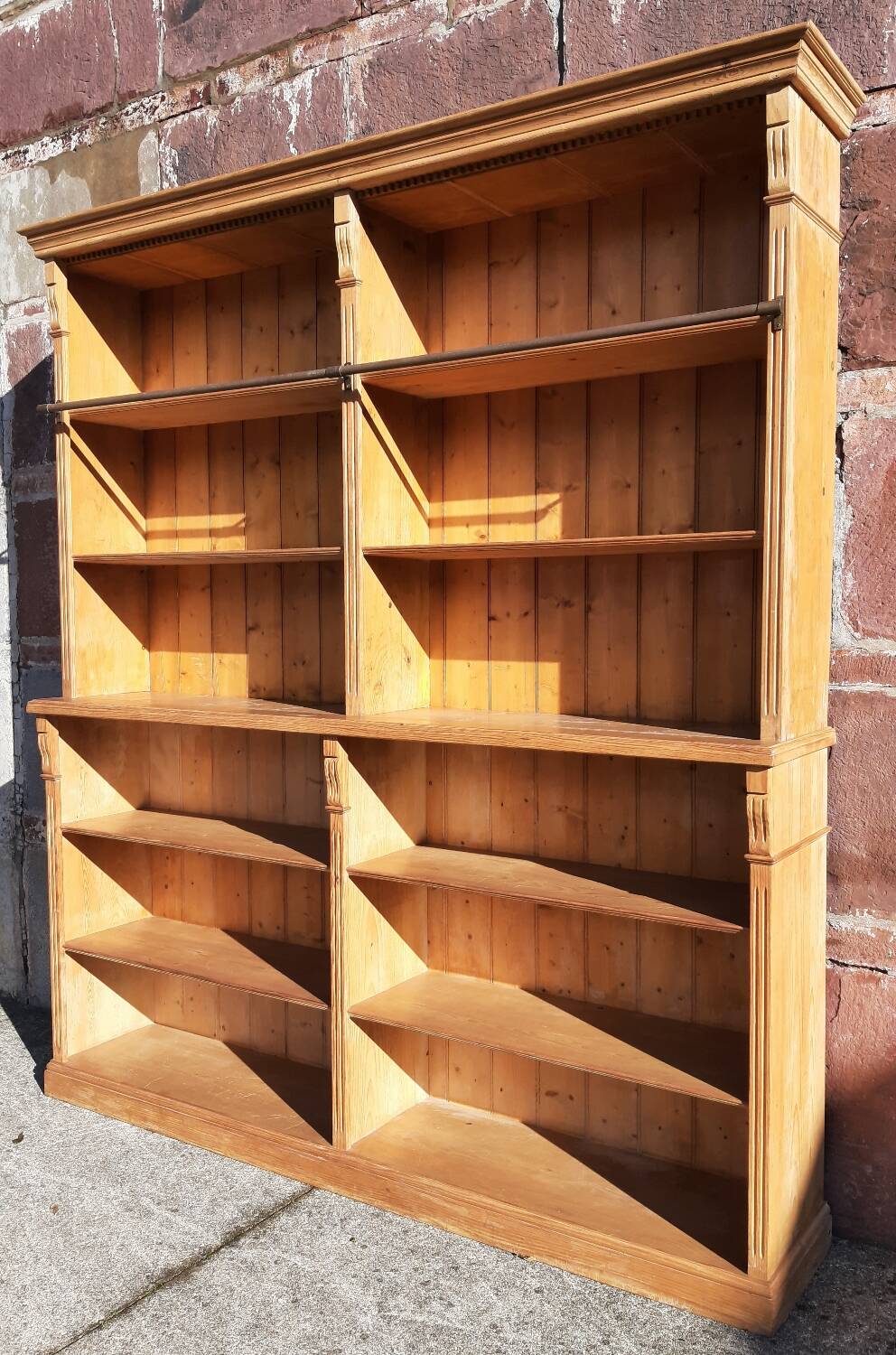 Pine bookcase (251 x 49 x height 288 cm)