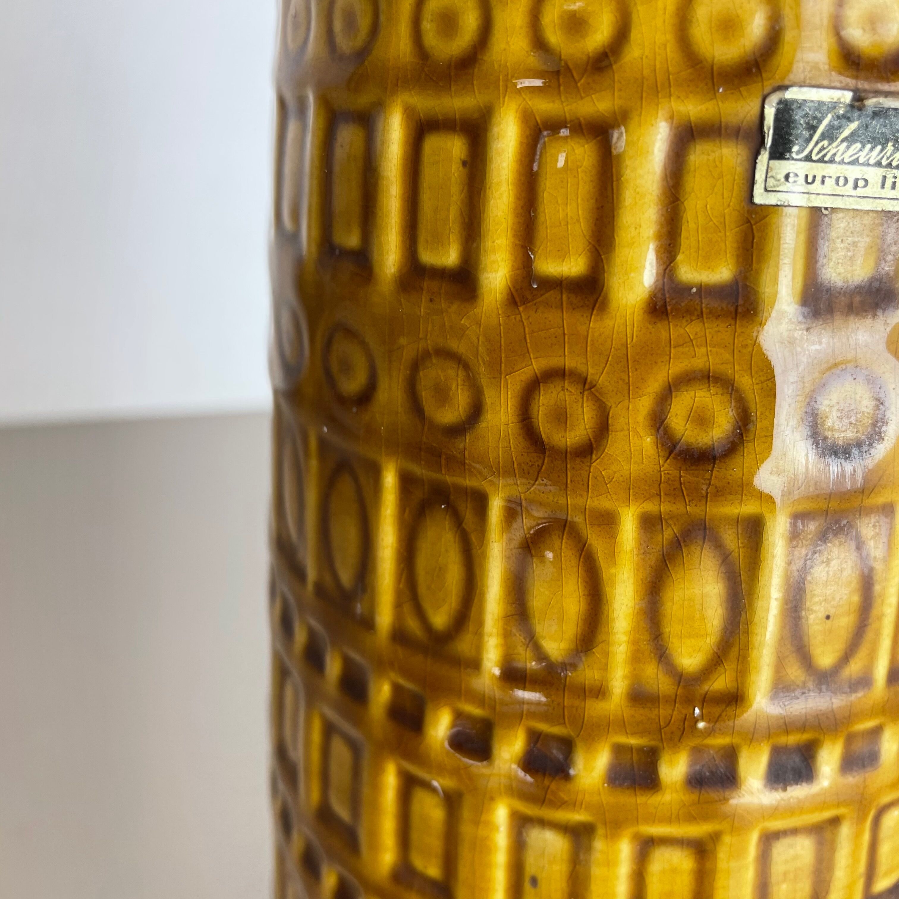 Set of two pottery fat lava vases "ochre" by scheurich, germany, 1970s