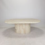 Italian Oval Travertine Coffee Table, 1984