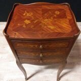 Pair of bedside tables, Louis XVth style and marquetry