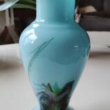 Murano vase in blown Art glass, marbling inclusions, scrolls. High 20 cm