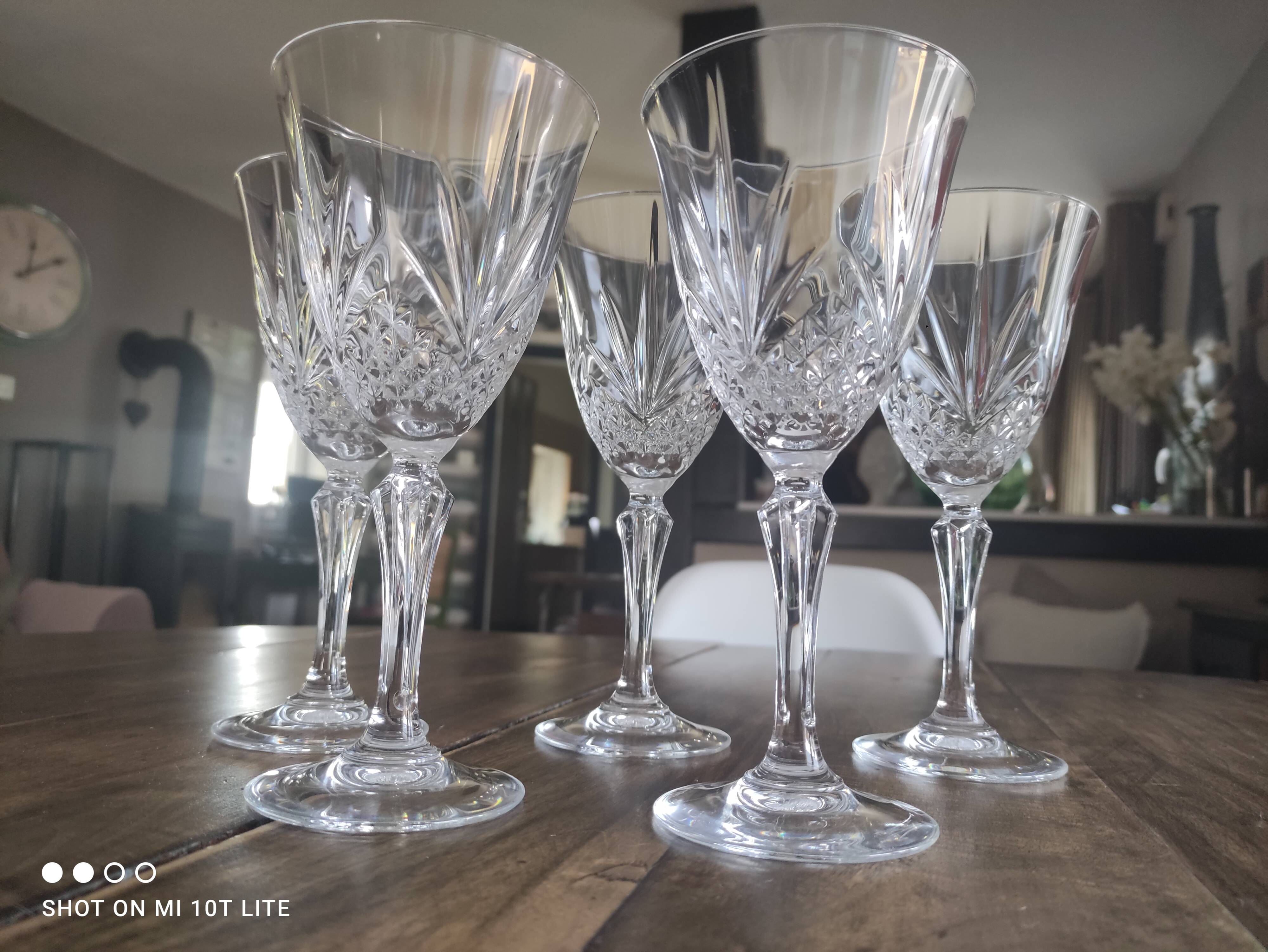 Set of 5 glasses of red wine or chiseled crystal water