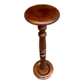Round solid wood pedestal with turned central leg / Vintage plant stand 19