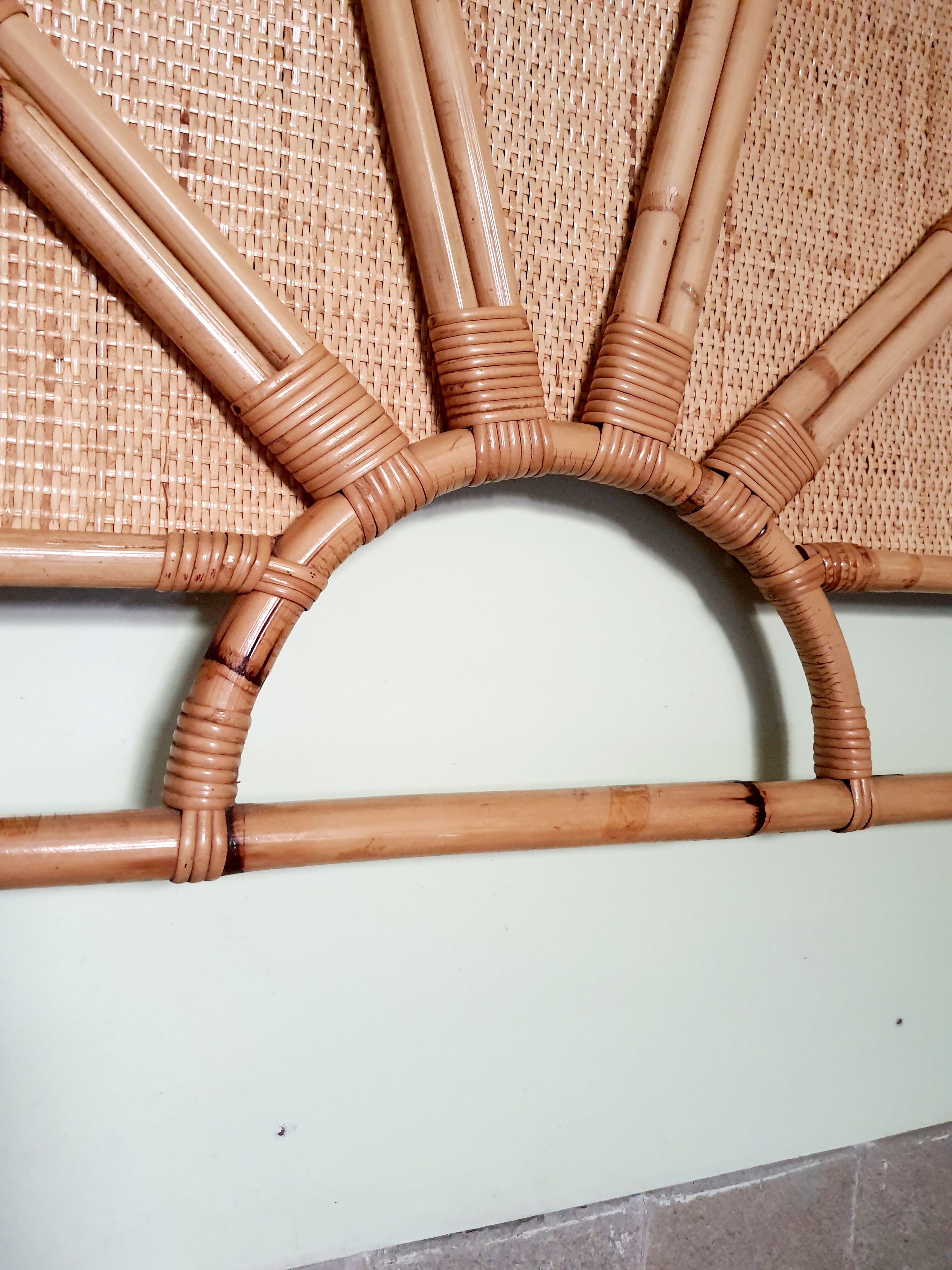 Vintage rattan headboard 1 person 90 cm