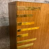 Natural wood and brass sideboard, twenty-first century