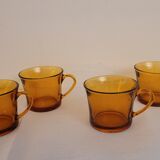 70's amber glass cups