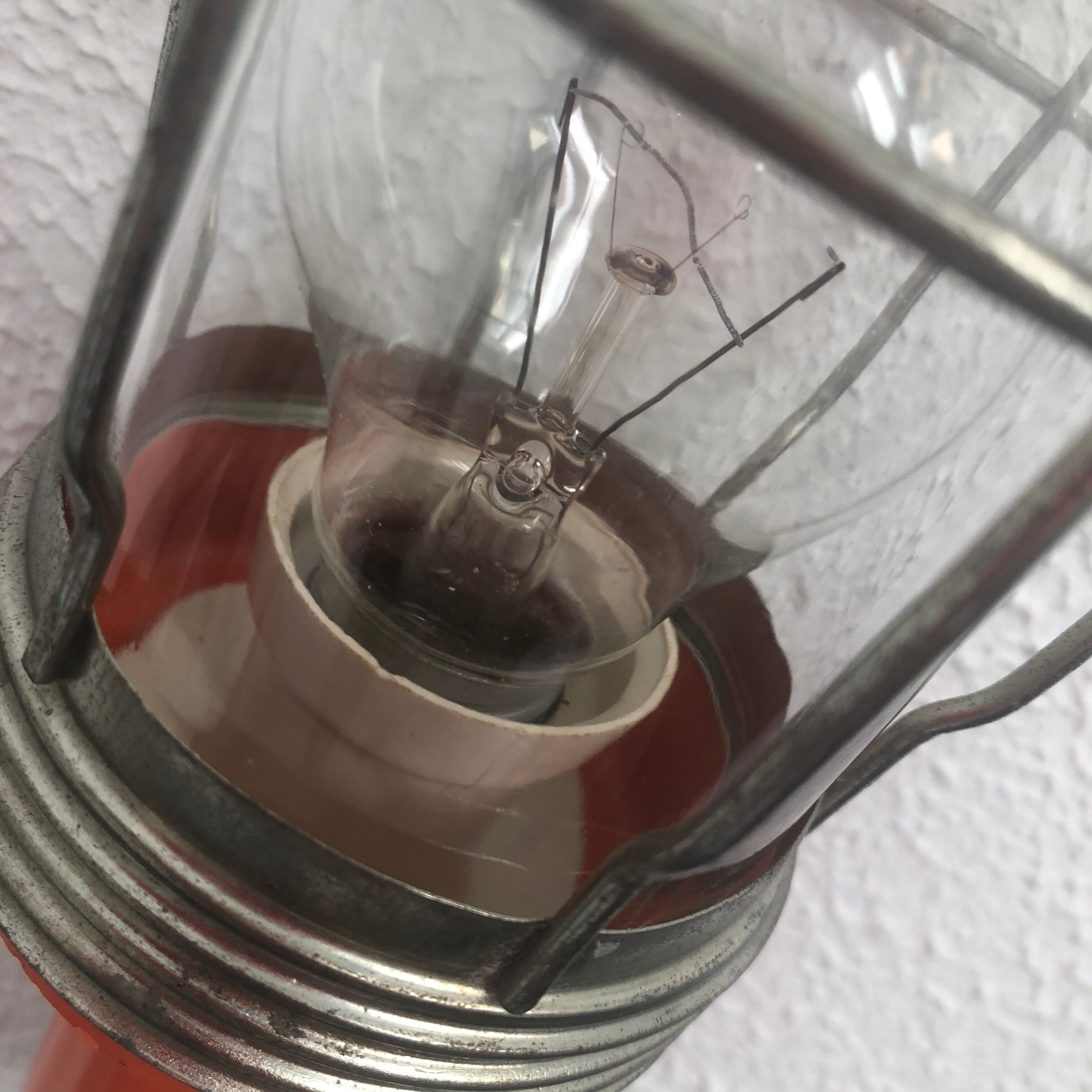 Vintage orange bakelite glass lamp - 25 cm